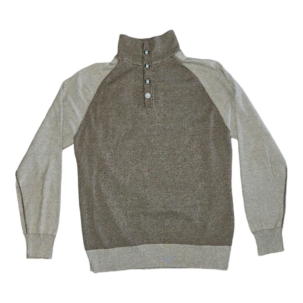 BKE Turtle Neck Men's Large Brown Button Down